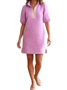 Mary Square Andie Orchid Puff Sleeves Pop Collar Ribbon Trim Dress Size XL